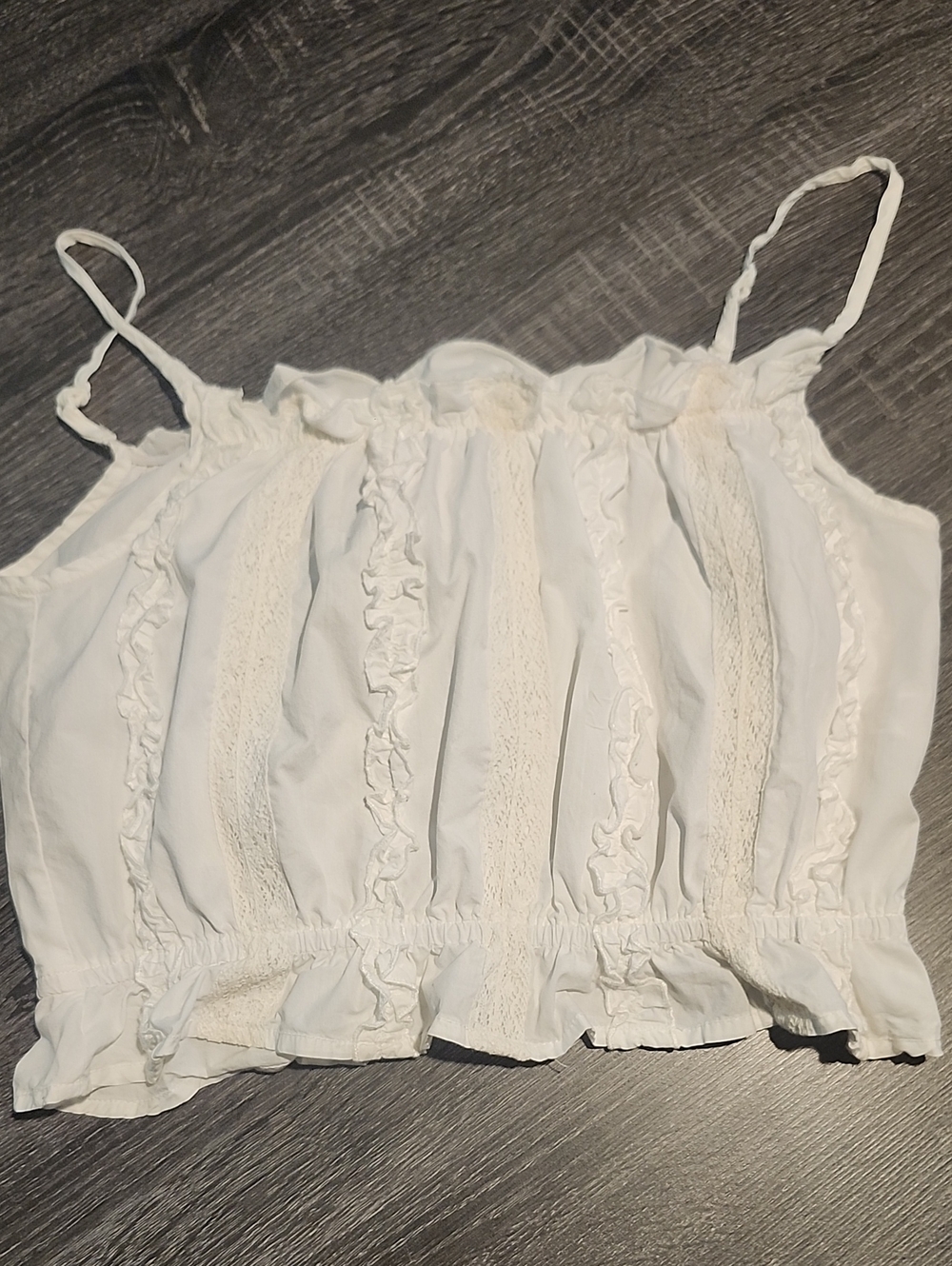 White Lace-Trim Ruffled Cropped Cami